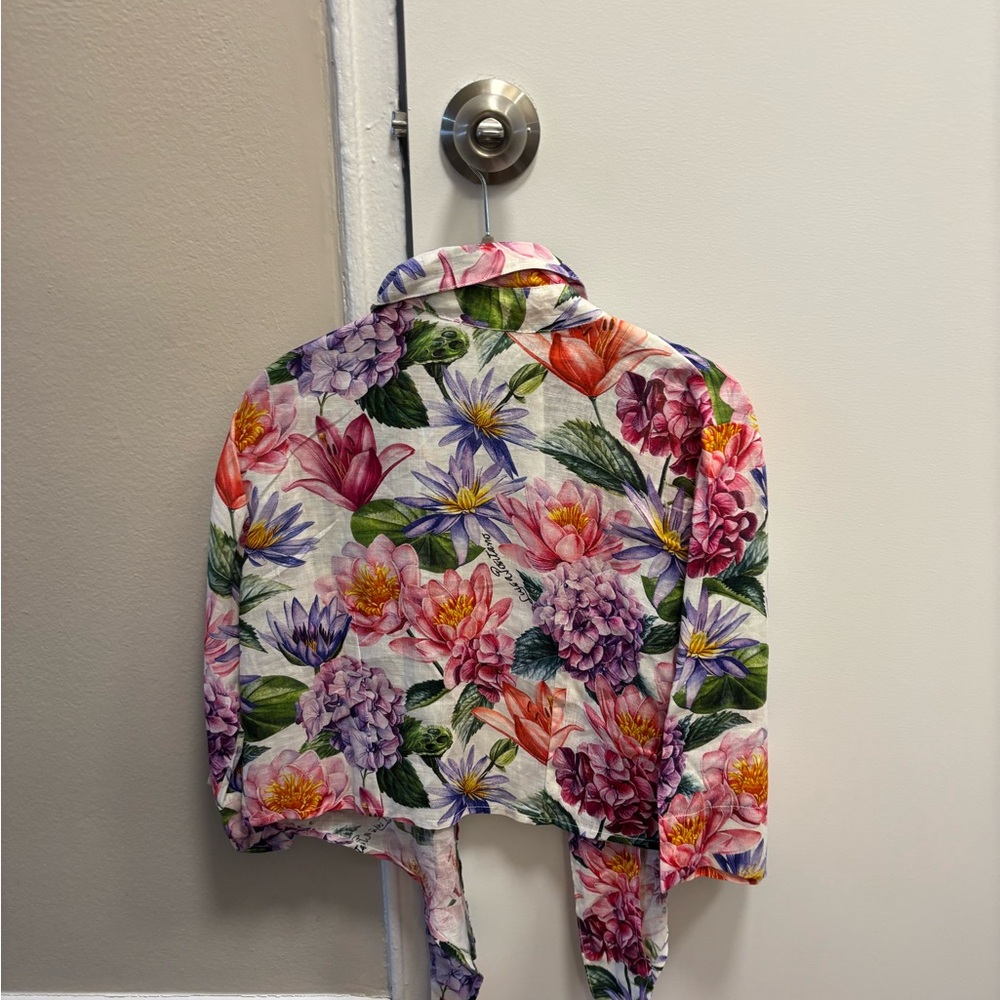 Floral Tie-Front Blouse - Multicolor